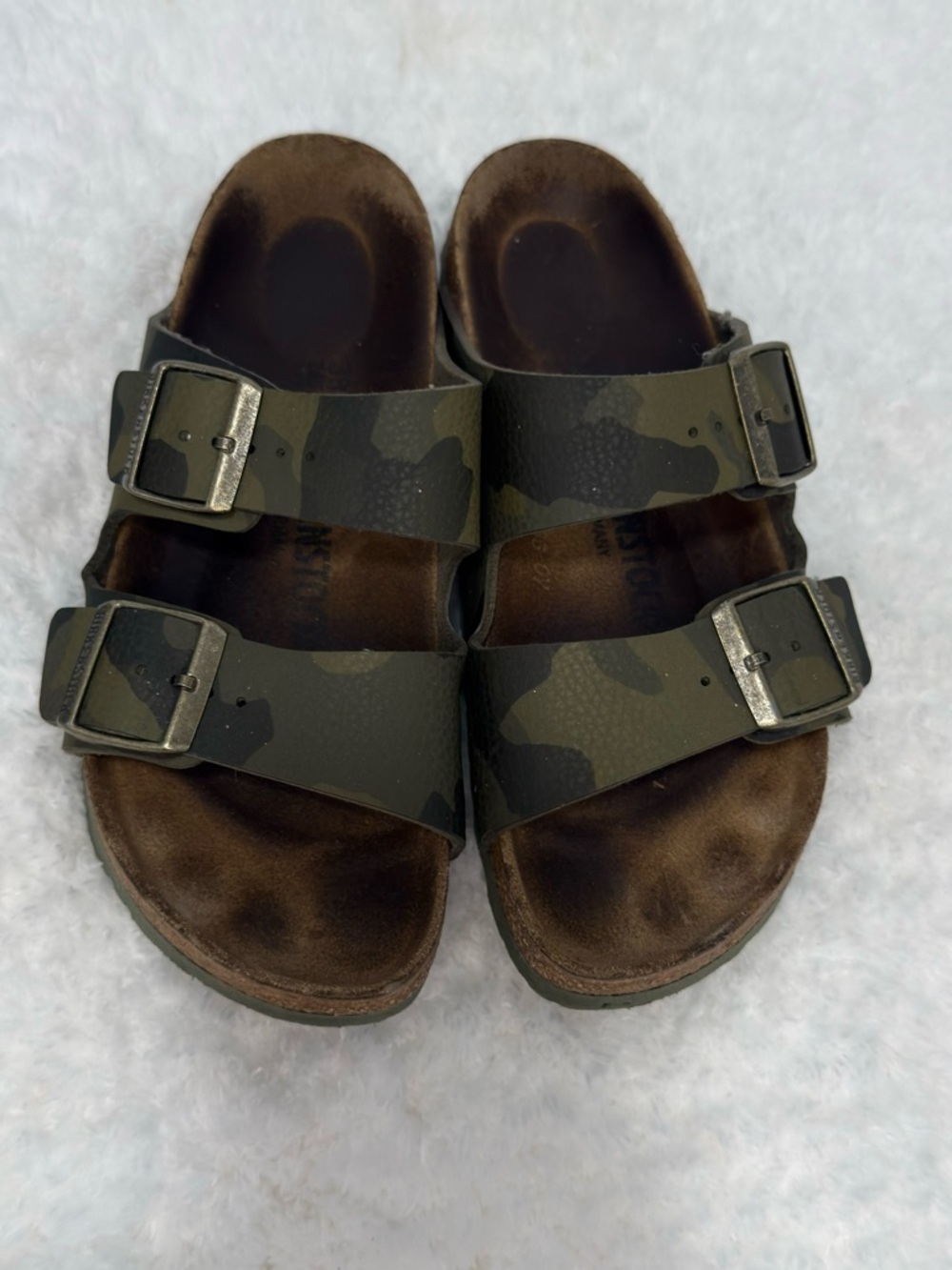 Birkenstock Camo Double Buckle Sandals in Olive and Brown - Picture 7 of 7